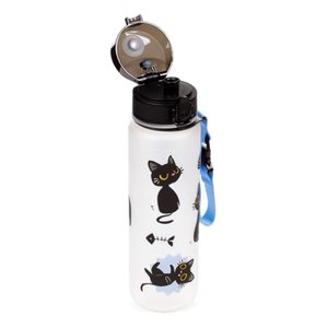 Nerozbitná plastová fľaša s viečkom 600 ml – Lucky the Black Cat (mačka)-2