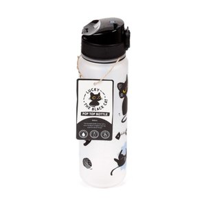 Nerozbitná plastová fľaša s viečkom 600 ml – Lucky the Black Cat (mačka)-4