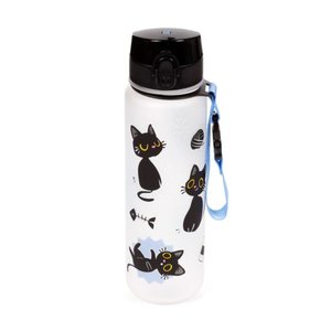 Nerozbitná plastová fľaša s viečkom 600 ml – Lucky the Black Cat (mačka)-5