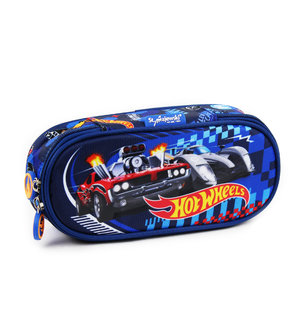Školské púzdro Hot wheels modré oválne-1