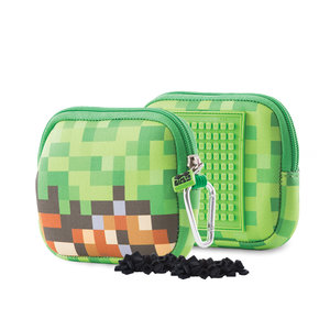 Školské púzdro Minecraft vrátane pixelov hnedo-zelenej malej-1