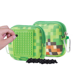 Školské púzdro Minecraft vrátane pixelov hnedo-zelenej malej-2