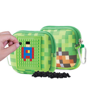 Školské púzdro Minecraft vrátane pixelov hnedo-zelenej malej-4