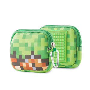 Školské púzdro Minecraft vrátane pixelov hnedo-zelenej malej-5