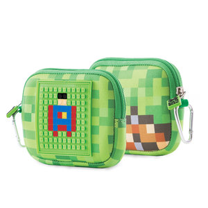 Školské púzdro Minecraft vrátane pixelov hnedo-zelenej malej-14