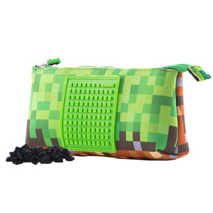 Školské púzdro Minecraft vrátane pixelov zelené veľké-1