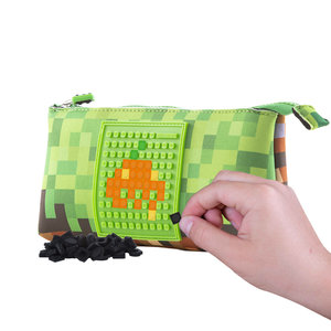 Školské púzdro Minecraft vrátane pixelov zelené veľké-3