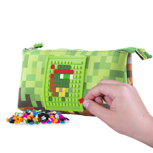 Školské púzdro Minecraft vrátane pixelov zelené veľké-14