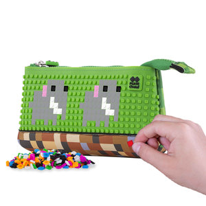Školské púzdro Minecraft vrátane pixelov zeleno-hnedé veľké-2