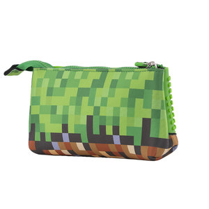 Školské púzdro Minecraft vrátane pixelov zeleno-hnedé veľké-4