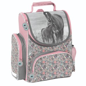 Školská aktovka Kone šedo-ružová-1