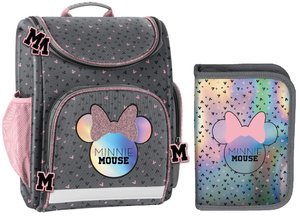 Školský set Minnie mouse šedo-ružový s aktovkou-1