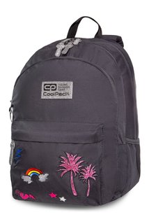 Školský batoh Hippie Sparkling badges grey-1
