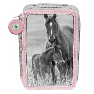 Školský set Kone šedo-ružový s aktovkou-4