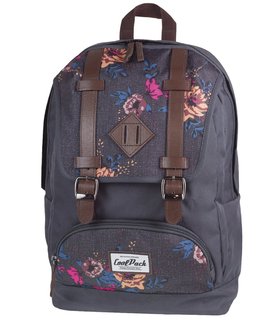 Voľnočasový batoh City grey denim flowers-1