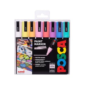 Súprava akrylových popisovačov PC-5M Posca, 8 ks, 2,5 mm, mix pastelových farieb-1