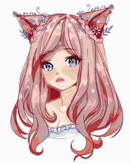 Maľovanie podľa čísel Anime dievča s ružovými vlasmi-1