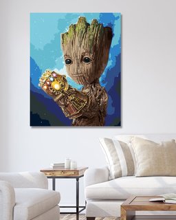 Maľovanie podľa čísel Groot s rukavicou nekonečna-2