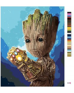 Maľovanie podľa čísel Groot s rukavicou nekonečna-3