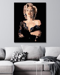 Maľovanie podľa čísel Marilyn v čiernych šatách-2
