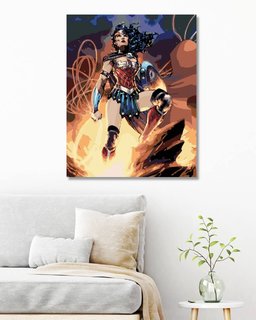 Maľovanie podľa čísel Wonder woman na skale-2