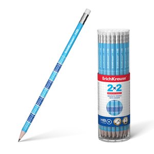 Ceruzka 2x2 HB, guľatá, s gumou-1
