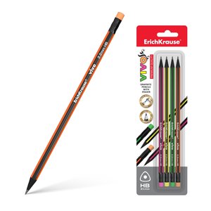 Ceruzky VIVO® HB, 4 ks, trojhranné, s gumou-1
