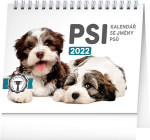 Stolový kalendár Psy - s menami psov 2022, 16,5 × 13 cm-1
